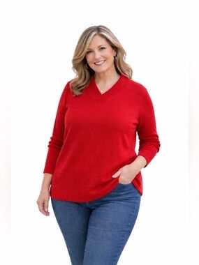 c.s.t. sport vintage red long sleeve cozy sweater